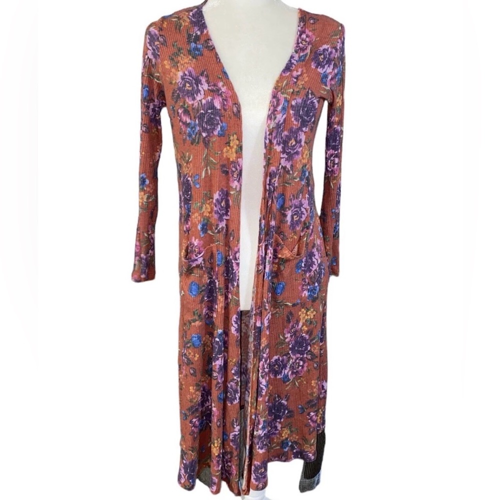 Lularoe Sarah Muted Floral Spring Open Duster Women’s Small Boho Festival